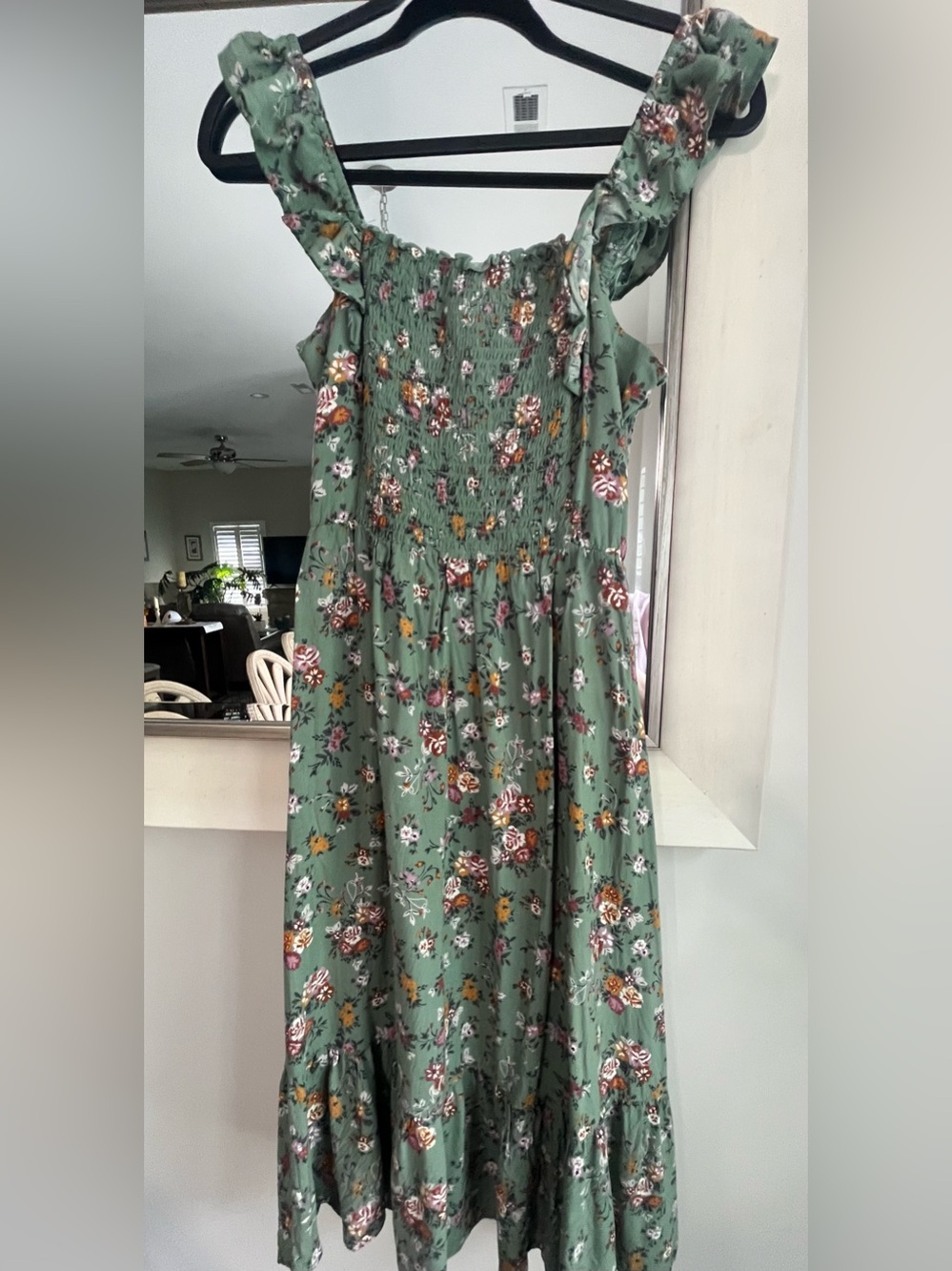As U Wish Green Floral Smocked Sundress Size Large